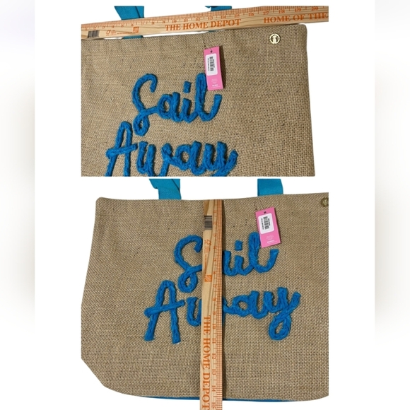 NWT SIMPLY SOUTHERN Beach Pool Tote Bag Jute Sail Away - Picture 2 of 4
